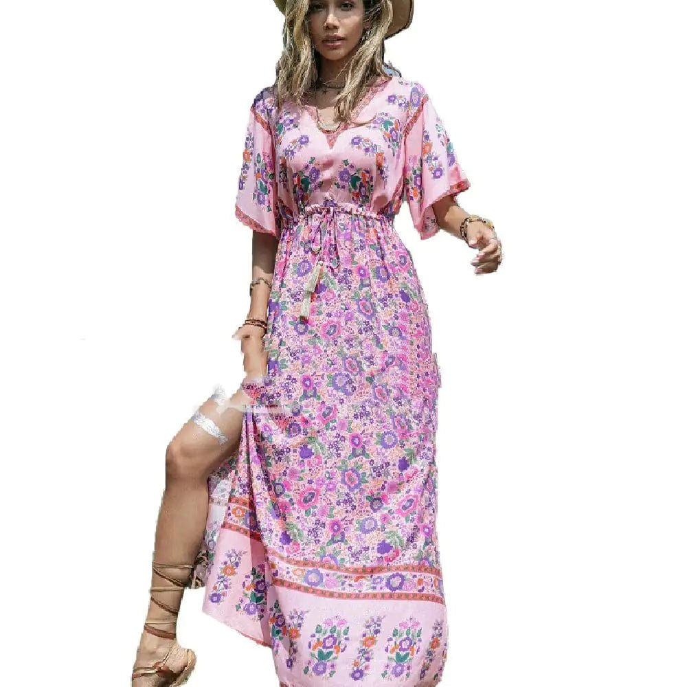 Tassel Short Sleeve Fashion Dress - BACKUPMYFILESNOW