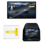 Tempered screen protector for Tesla Cybertruck, clear protective layer fitting the vehicle's dashboard display.