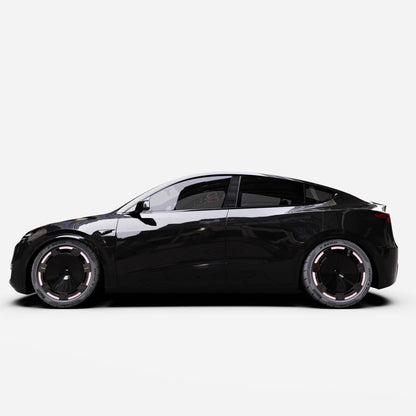 Set of four TESERY 18-19 inch wheel covers for Tesla Model 3 and Y, stylish protective wheel covers compatible with Tesla vehicles.