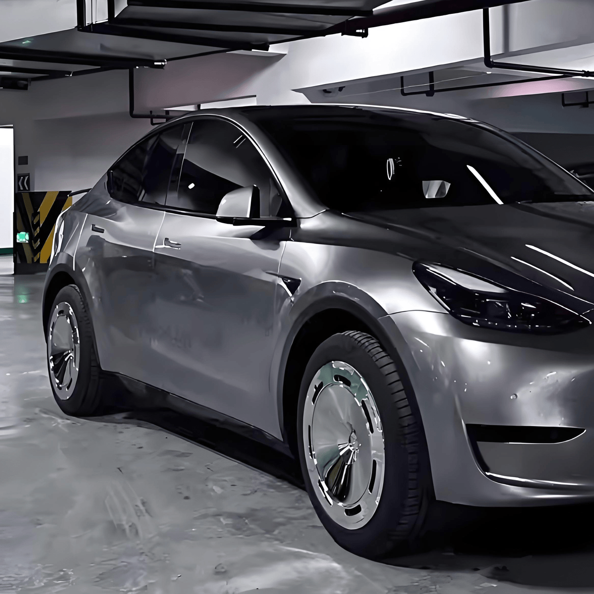 Set of four TESERY 18-19 inch wheel covers for Tesla Model 3 and Y, designed to enhance wheel appearance and protect rims.