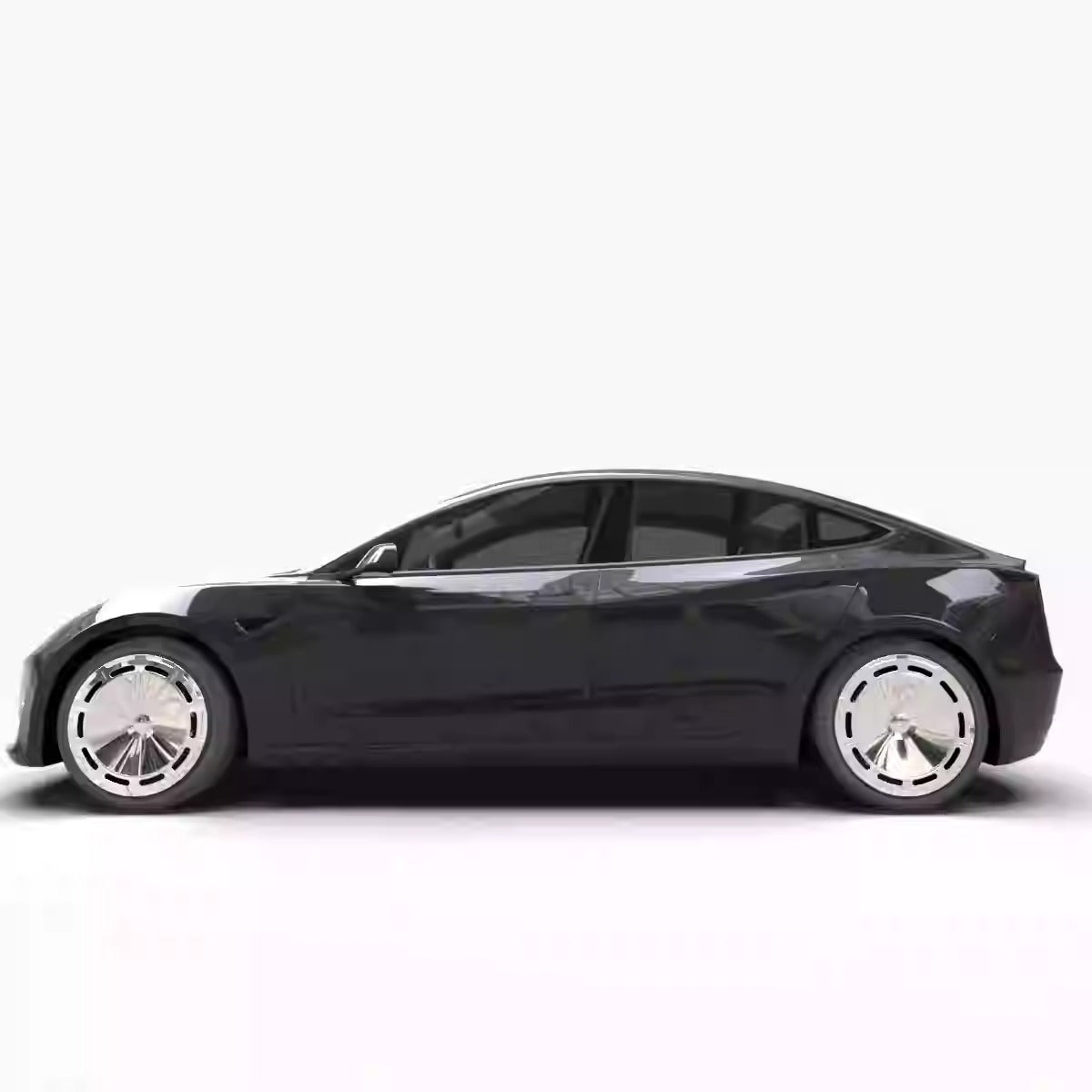 Set of four TESERY 18-19 inch wheel covers for Tesla Model 3 and Model Y, designed to fit and protect alloy wheels.