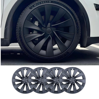 Tesla Model Y Juniper 20-inch Helix Wheel Covers by TESERY featuring a sleek, modern design for enhanced vehicle appearance.