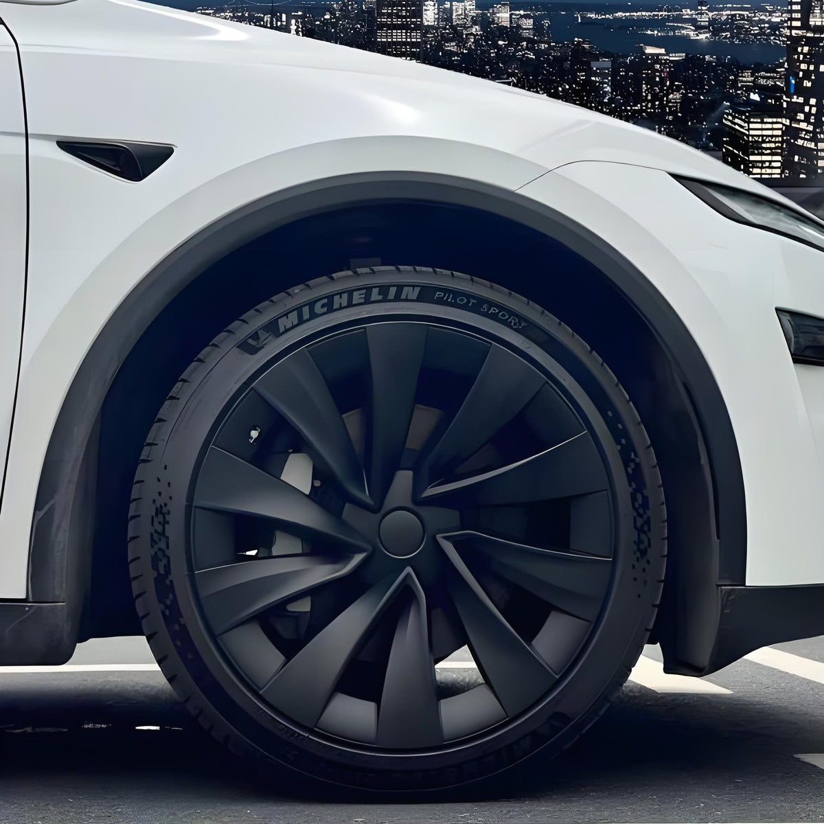 Tesla Model Y Juniper wheel covers with a 20-inch helix design by TESERY for stylish vehicle protection