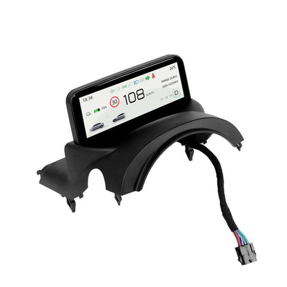 TESERY 4.6-inch mini dashboard display screen for Tesla Model 3 and Y showing car interface and controls
