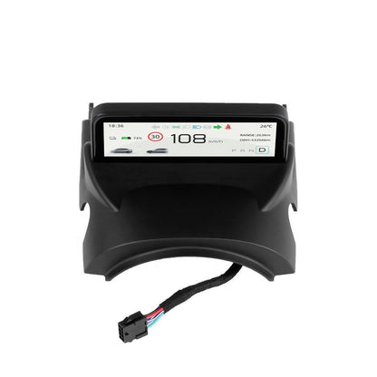 TESERY 4.6-inch mini dashboard display screen for Tesla Model 3 and Y showing digital interface and controls.