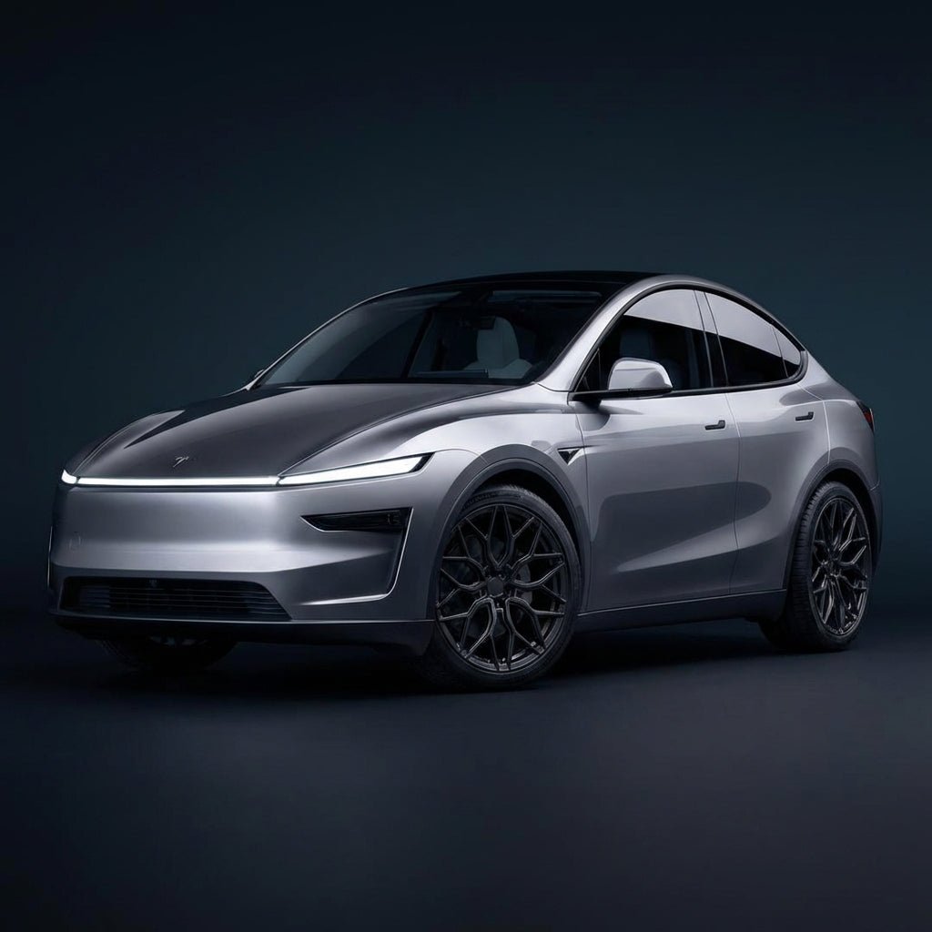 Tesla Model 3/Y/S with TESERY Apex Spider-Y forged wheels, showcasing sleek, lightweight alloy wheels for retrofitting Tesla vehicles.