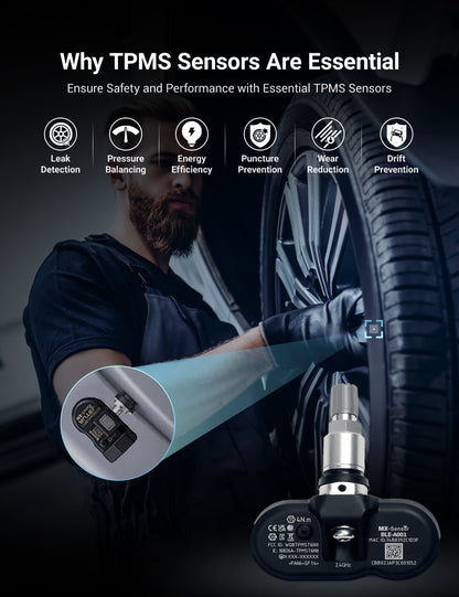Tesla Model 3/Y/S/X TESERY BLE Bluetooth Tire Pressure Monitoring Sensor (TPMS) device mounted on a tire valve for real-time pressure monitoring.