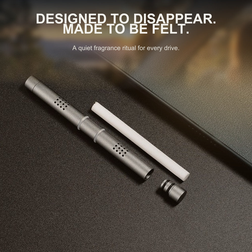 Tesla Model 3/Y car fragrance stick for aromatherapy by Tesery, shown in a sleek, black design inside a vehicle.