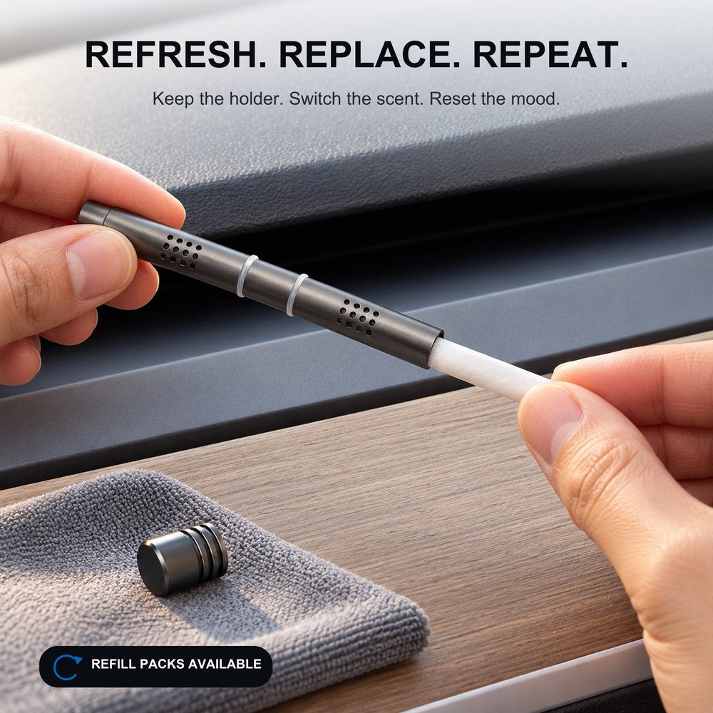 Tesla Model 3/Y car aromatherapy fragrance stick by Tesery, with a sleek design for interior freshening.