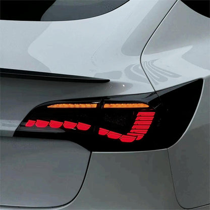 Tesla Model 3/Y Dragon Scale Tail Lights by Tesery, featuring sleek, dragon-scale design for stylish rear lighting.