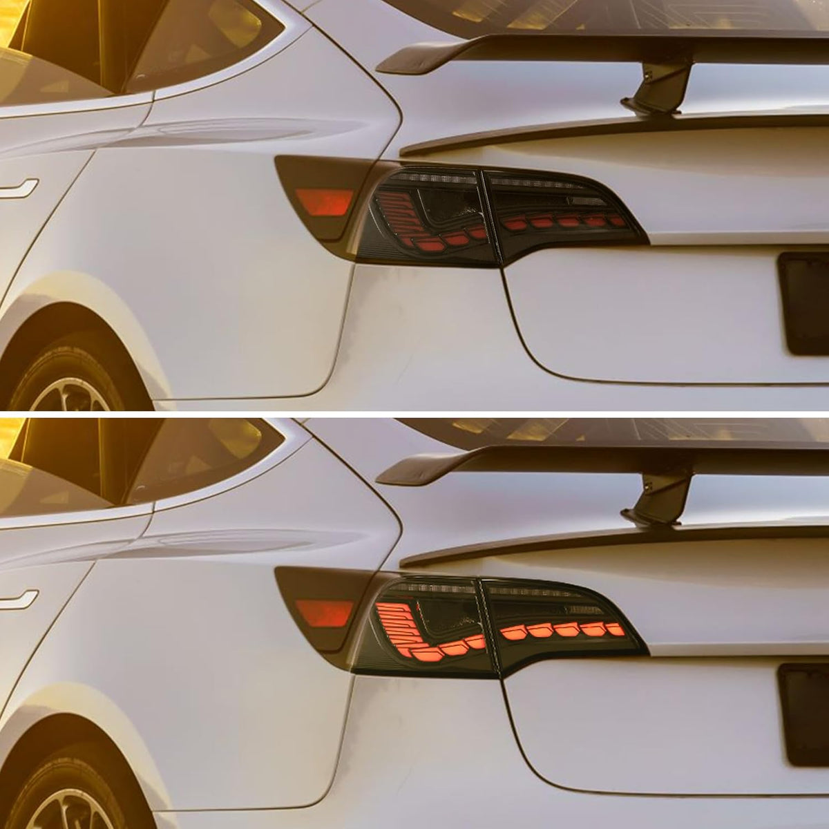 Tesla Model 3/Y dragon scale tail lights by Tesery, featuring sleek, distinctive LED design for enhanced visibility and style.
