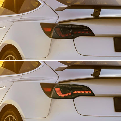 Tesla Model 3/Y dragon scale tail lights by Tesery, featuring sleek, distinctive LED design for enhanced visibility and style.
