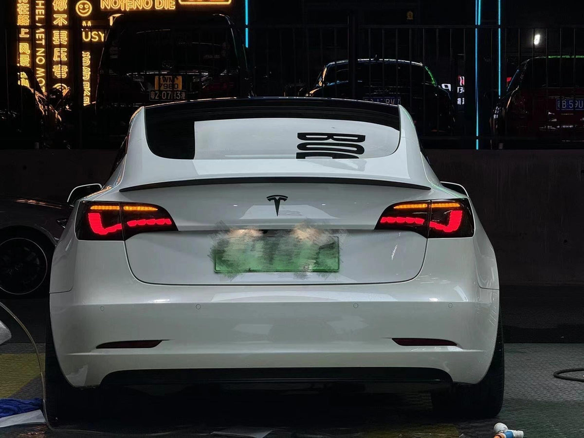 Tesla Model 3/Y Dragon Scale Tail Lights by Tesery, featuring sleek, dragon scale design on the vehicle's rear lights.