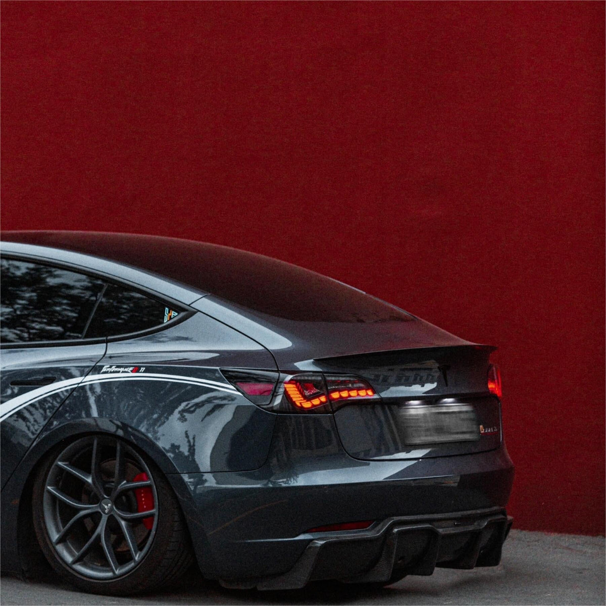Tesla Model 3/Y Dragon Scale Tail Lights by Tesery, featuring sleek LED design and intricate scale pattern for stylish rear lighting.