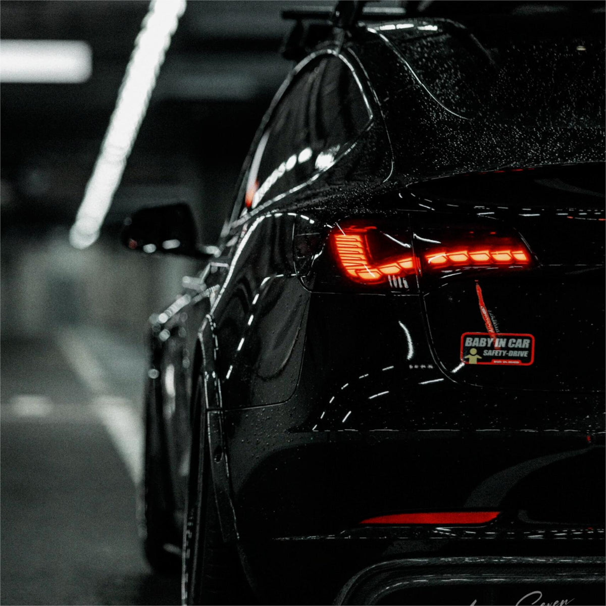 Tesla Model 3 and Y Dragon Scale Tail Lights by Tesery, showcasing sleek, textured LED tail light design for enhanced visibility.