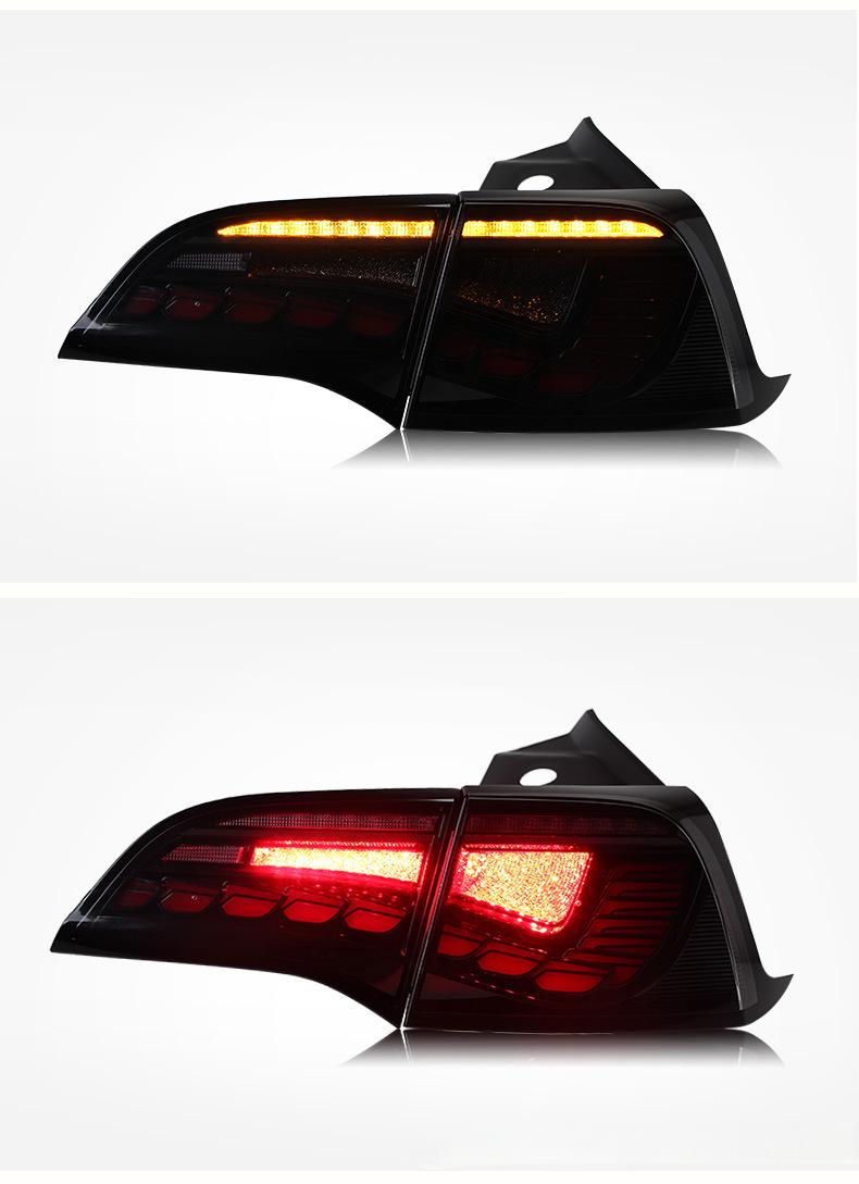 Tesla Model 3/Y Dragon Scale Tail Lights by Tesery Official, showcasing sleek, modern LED tail light design on a vehicle.