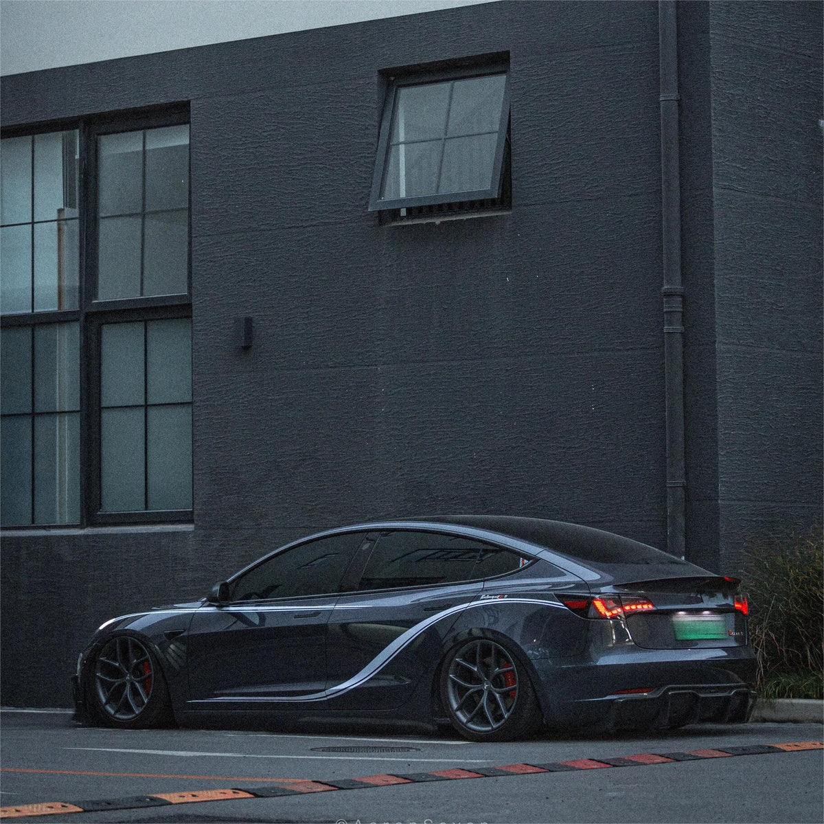 Tesla Model 3/Y Dragon Scale Tail Lights by Tesery featuring distinctive scale design and LED lighting for enhanced visibility.