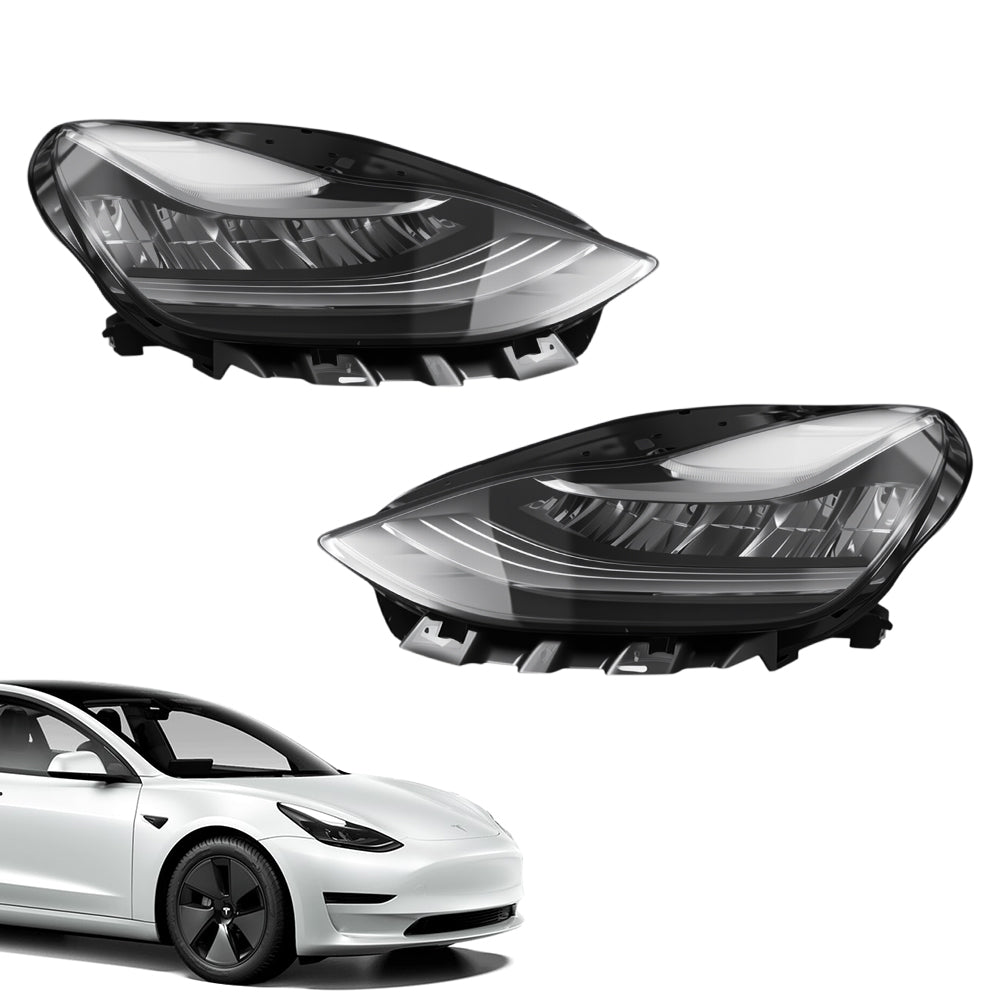 Full LED headlight assembly for Tesla Model 3 2017-2020 and Model Y 2020-2021, featuring high-quality light accessories from Tesery.