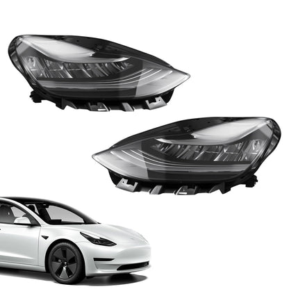 Full LED headlight assembly for Tesla Model 3 2017-2020 and Model Y 2020-2021, featuring high-quality light accessories from Tesery.