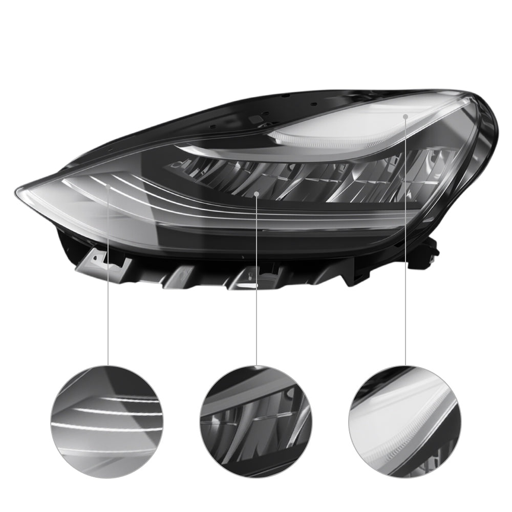 Full LED headlight assembly for Tesla Model 3 (2017-2020) and Model Y (2020-2021), showcasing the headlight unit's design.