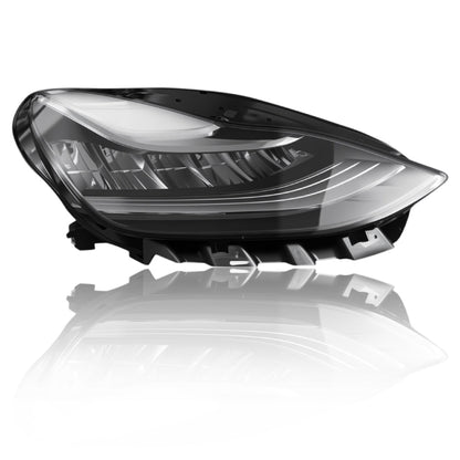 Full LED headlight assembly for Tesla Model 3 (2017-2020) and Model Y (2020-2021), showing the bright, modern light design.