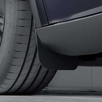 Tesla Model Y Juniper mud flaps by TESERY, invisible mud guard for rear wheel protection, enhances vehicle’s clean look.