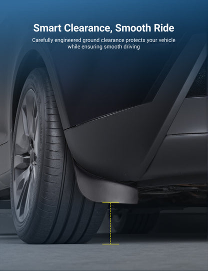 Tesery Hidden Mud Flaps for Tesla Model Y Juniper, invisible mud guard protecting wheels and body from dirt and debris