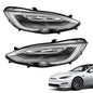 Tesla Model S LED headlight assembly by Tesery, showing the sleek, modern headlight design for models 2016-2022.