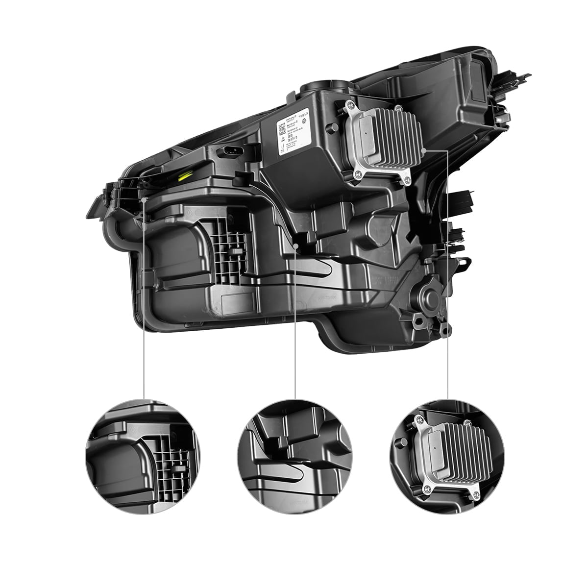 Tesla Model Y Juniper LED headlight replacement by Tesery, showing the sleek headlight with modern LED design.