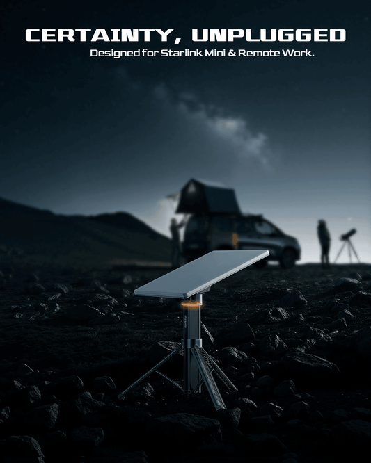 Tesery Starlink Portable Power Bank with 51300mAh battery pack and tripod stand for Starlink Mini internet device.
