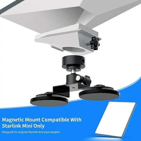 Magnetic adjustable mount for Starlink Mini by Tesery, shown attached to a satellite dish for secure positioning and easy adjustments.