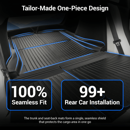 Tesla Model 3 Highland trunk mat with backrest mat by TESERY, durable automotive floor protection for cargo area.