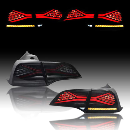 TESERY X-treme tail light for Tesla Model 3 and Y, showcasing sleek LED design and installation on vehicle's rear.