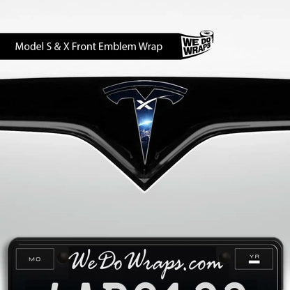 Tesla Model S SpaceX Tesla Emblem Decals for front and back, featuring sleek SpaceX logo design on durable decal material.