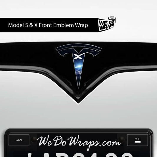 Tesla Model S SpaceX Tesla Emblem Decals for front and back, featuring sleek SpaceX logo design on durable decal material.