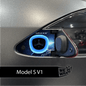 Tesla Model S SpaceX Tesla charge port wrap decal by Tesla Emblems, featuring SpaceX logo on a sleek car charge port.