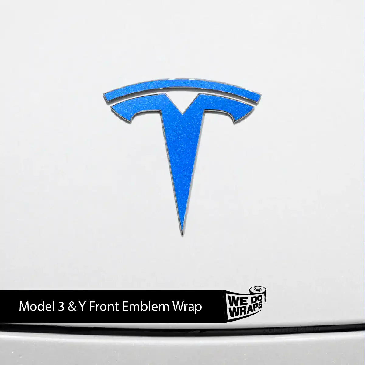 Tesla Model Y 3M Gloss Fire Blue front and rear Tesla emblem decals, automotive stickers for Tesla vehicles