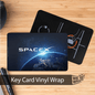 Tesla Emblems SpaceX NFC key card wrap decals for Tesla key cards, featuring SpaceX logo and protective design.