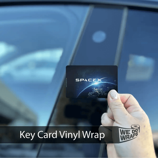 Tesla Emblems SpaceX NFC Key Card Wrap decals for Tesla key cards, featuring SpaceX branding and protective design.