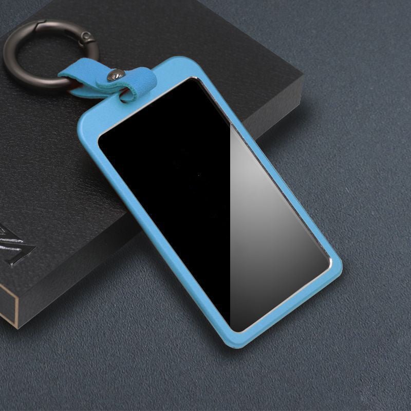 Tesla Model 3/Y aluminum key card case with round button, available in six colors, designed for key protection and style.
