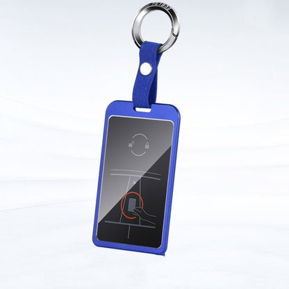 Tesla Model 3/Y aluminum key card cover in six colors, featuring a round button design for secure key storage.