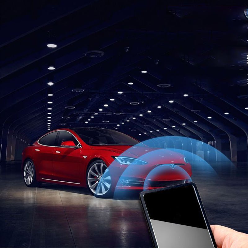 Tesla Model 3/Y aluminum key card cover in round button design, available in six colors for Model 3 and Y key cards.