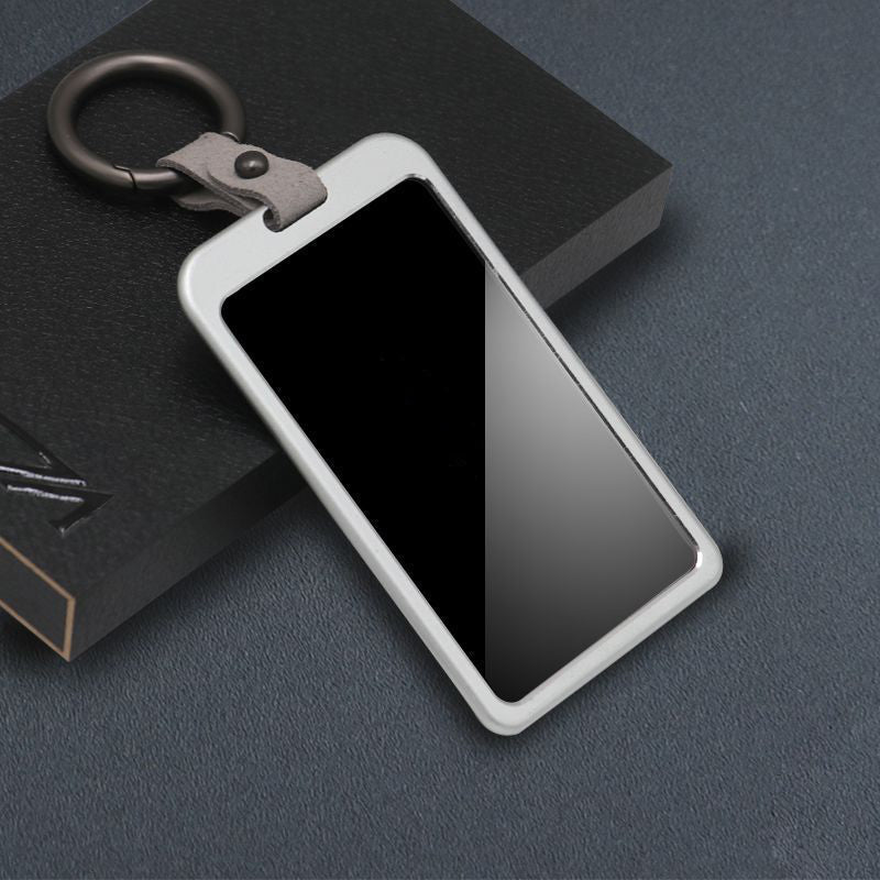 Aluminum Tesla Model 3/Y key card cover with round button, available in six colors, designed for secure protection and style.