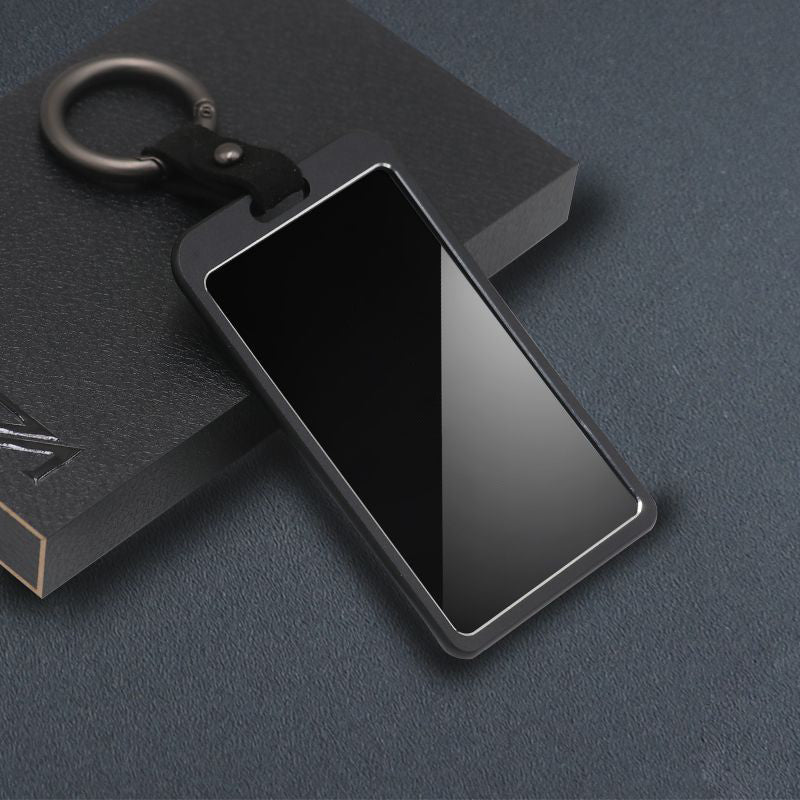 Tesla Model 3/Y aluminum key card case with round button design, available in six colors, by Tesery.