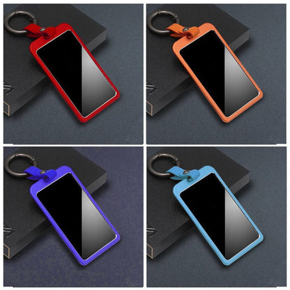 Aluminum Tesla Model 3/Y key card cover in round-button design, available in six colors for protection and style.
