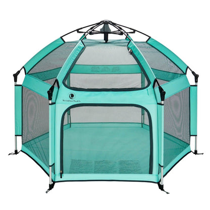 Pop 'N Go® Playpen in cosmic gray by The California Beach Company LLC, portable playpen with mesh sides for easy visibility and ventilation.
