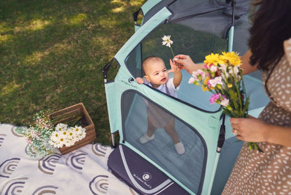 Pop 'N Go® Playpen in cosmic gray by The California Beach Company LLC, featuring a spacious, foldable design for easy setup.