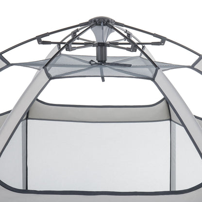 Pop 'N Go Playpen by The California Beach Company LLC in cosmic gray, portable baby playpen with mesh sides for easy visibility.