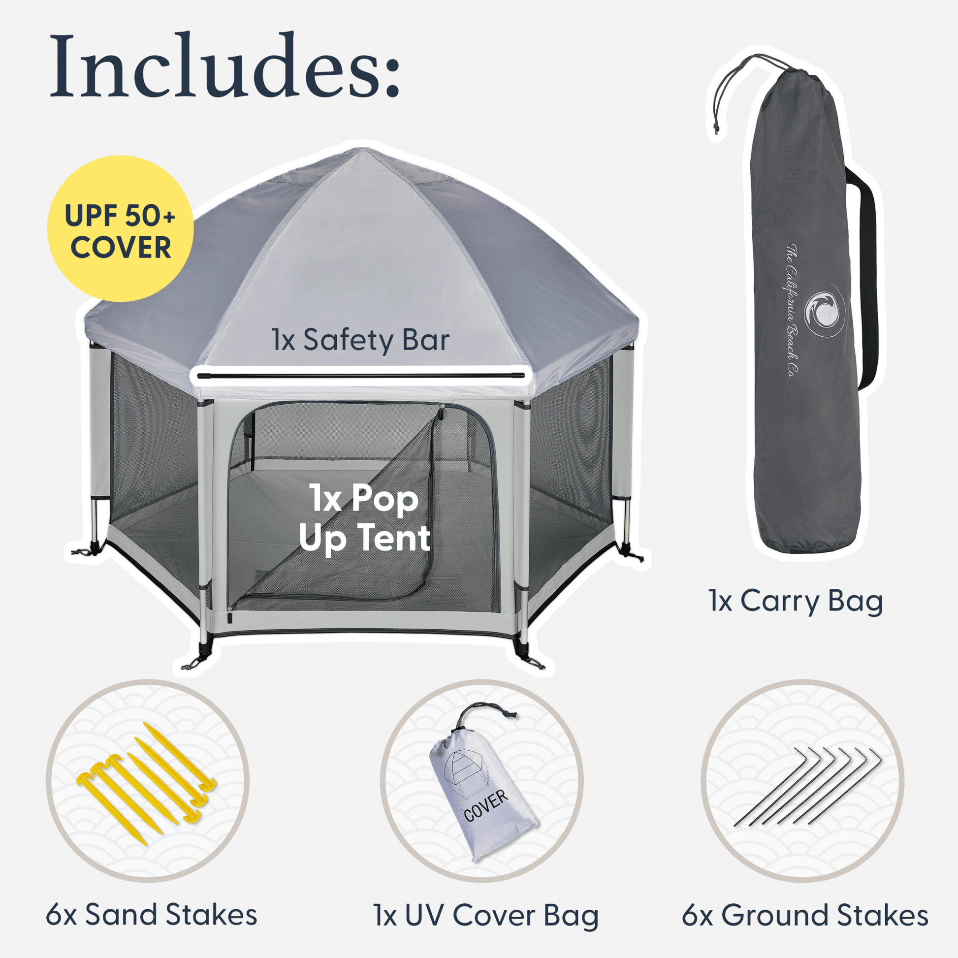Pop 'N Go Playpen in cosmic gray by The California Beach Company LLC, showing a portable, foldable playpen for babies and toddlers.