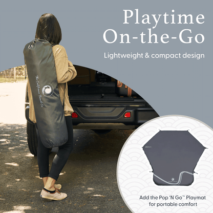Pop 'N Go Playpen by The California Beach Company LLC in cosmic gray, lightweight and portable for easy outdoor use